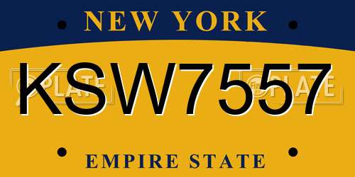 KSW7557 New York License Plate