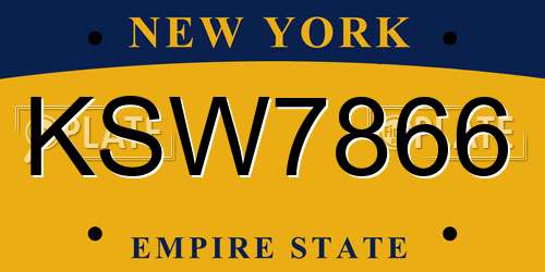 KSW7866 New York License Plate
