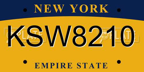 KSW8210 New York License Plate