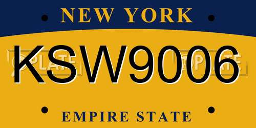 KSW9006 New York License Plate