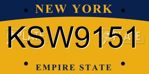 KSW9151 New York License Plate