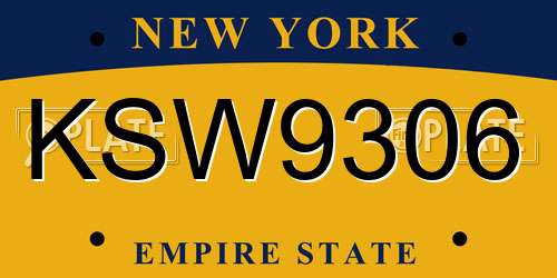 KSW9306 New York License Plate
