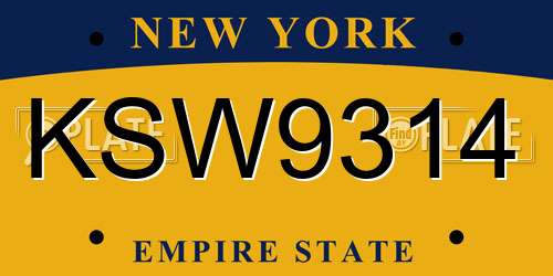KSW9314 New York License Plate