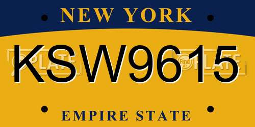 KSW9615 New York License Plate