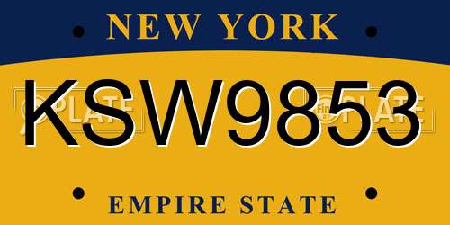 KSW9853 New York License Plate