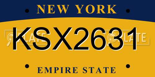 KSX2631 New York License Plate