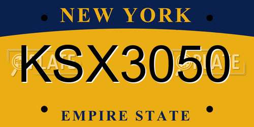 KSX3050 New York License Plate