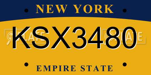 KSX3480 New York License Plate