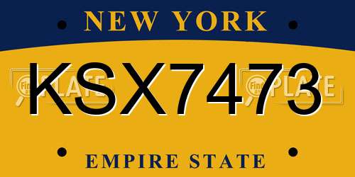 KSX7473 New York License Plate