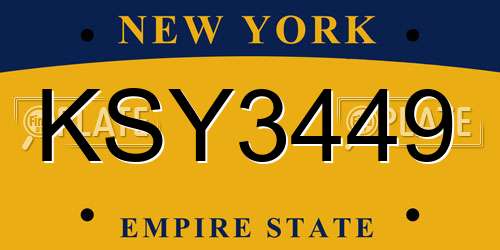 KSY3449 New York License Plate