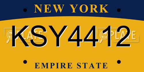 KSY4412 New York License Plate