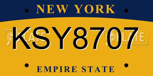 KSY8707 New York License Plate