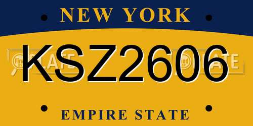 KSZ2606 New York License Plate