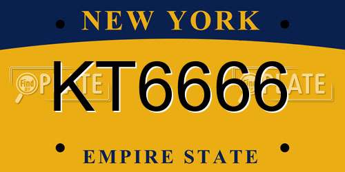 KT6666 New York License Plate