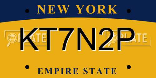 KT7N2P New York License Plate