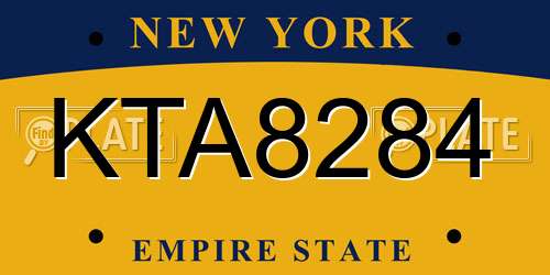 KTA8284 New York License Plate