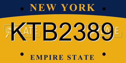 KTB2389 New York License Plate