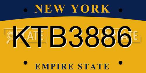KTB3886 New York License Plate