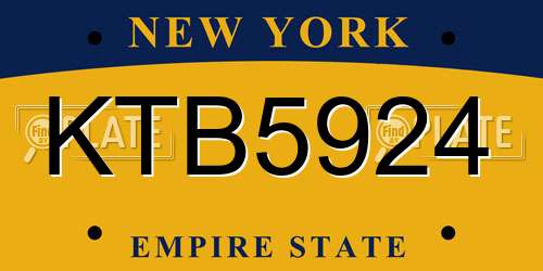 KTB5924 New York License Plate