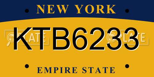 KTB6233 New York License Plate