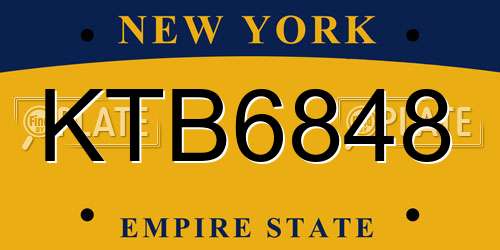 KTB6848 New York License Plate
