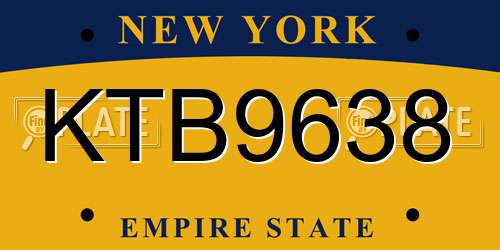 KTB9638 New York License Plate
