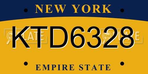 KTD6328 New York License Plate