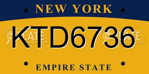 KTD6736 New York License Plate