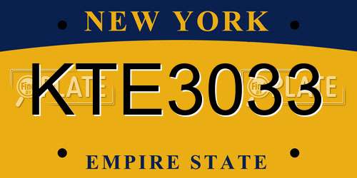 KTE3033 New York License Plate