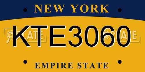 KTE3060 New York License Plate