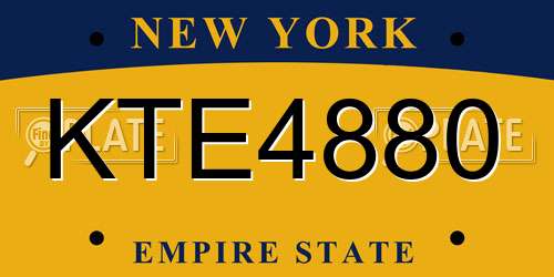 KTE4880 New York License Plate