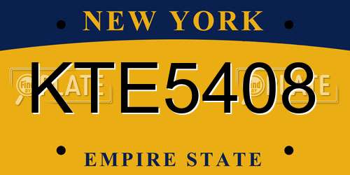 KTE5408 New York License Plate