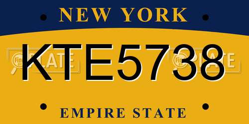 KTE5738 New York License Plate