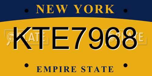 KTE7968 New York License Plate