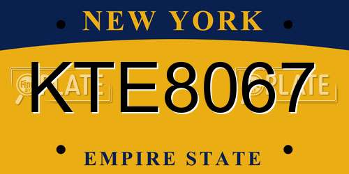 KTE8067 New York License Plate