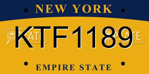 KTF1189 New York License Plate