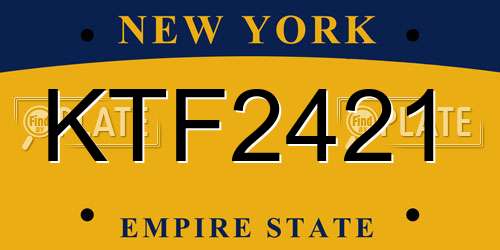 KTF2421 New York License Plate