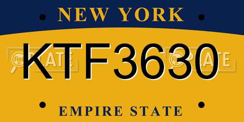 KTF3630 New York License Plate