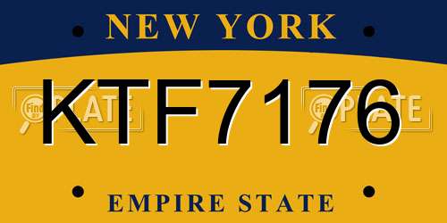 KTF7176 New York License Plate