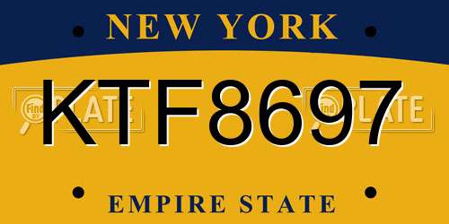 KTF8697 New York License Plate