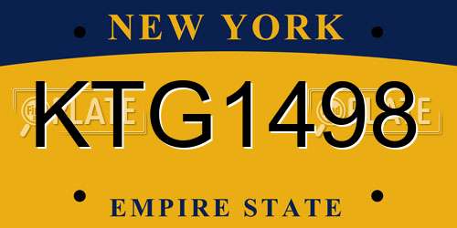 KTG1498 New York License Plate