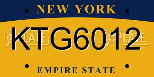 KTG6012 New York License Plate