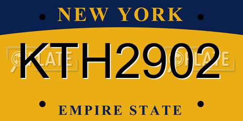 KTH2902 New York License Plate