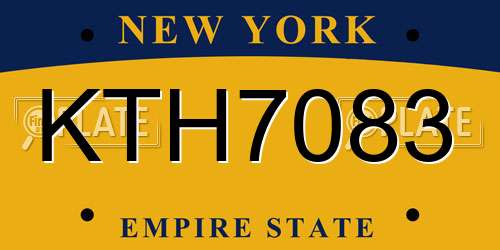 KTH7083 New York License Plate