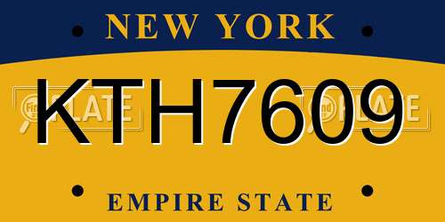 KTH7609 New York License Plate