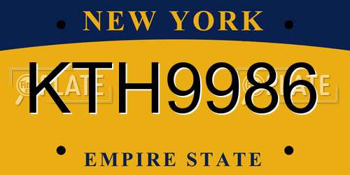 KTH9986 New York License Plate