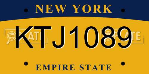 KTJ1089 New York License Plate