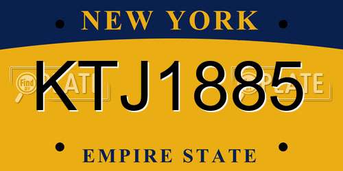 KTJ1885 New York License Plate