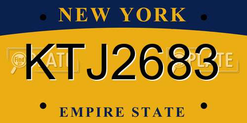 KTJ2683 New York License Plate