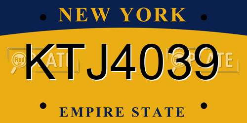 KTJ4039 New York License Plate